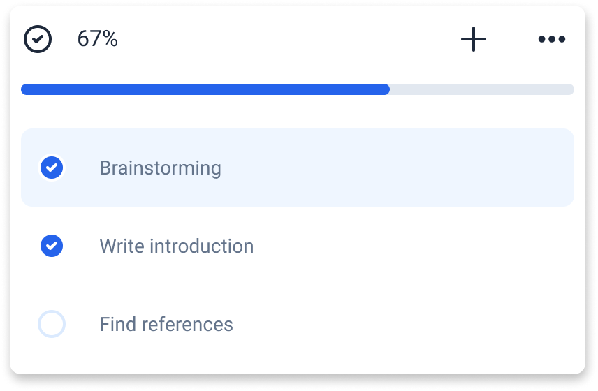 An illustration showing how users can track subtask progress for each task