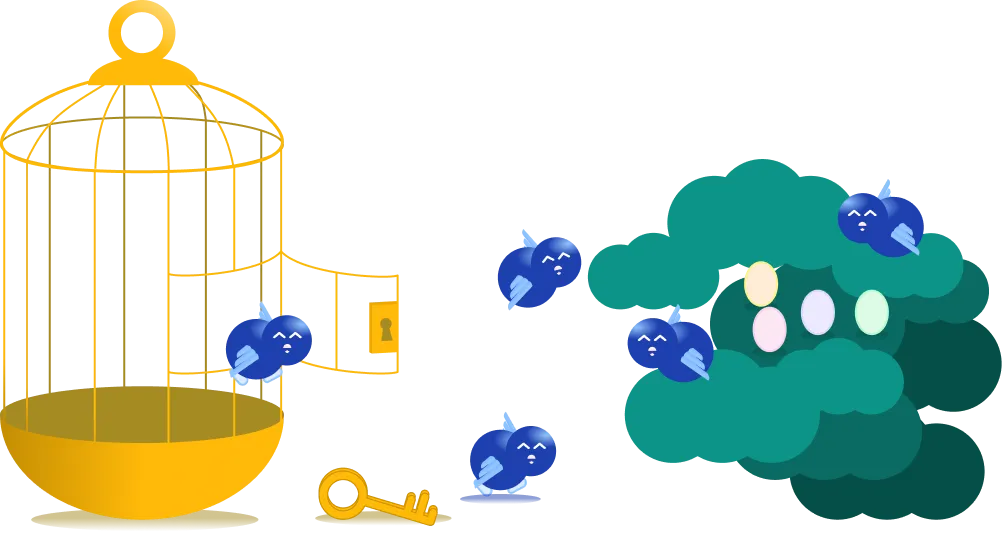 Birds freed from their gilded cages