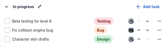An illustration showing the look and feel of tasks in Projectify's user interface